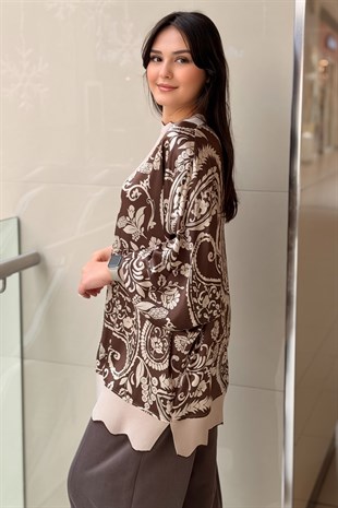 Ghisa Şal Desenli Triko Kombinli Tunik