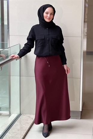Sentez Luna Saten Volanlı Etek