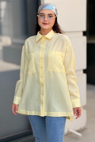 Mahal Miya Çift Cepli Oversize Gömlek