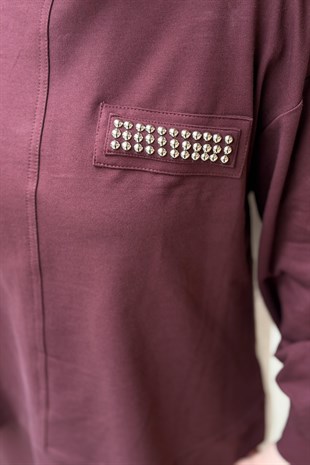 Nurcan Çetin Zımba Detaylı Color Mix Tunik Etek Takım