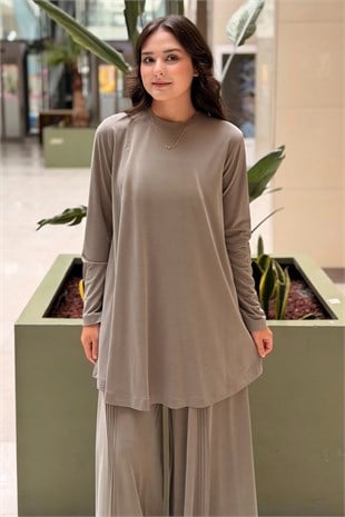 Nurcan Çetin Basic Tunik Nervürlü Pantolon Takım