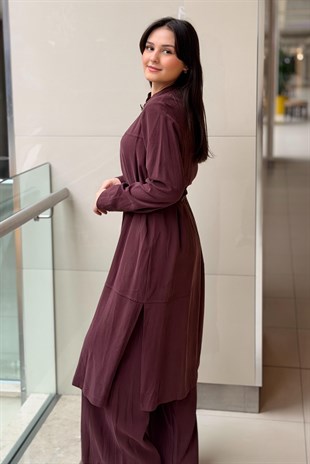 Nurcan Çetin Fermuarlı Toka Kemerli Kap Pantolon Takım