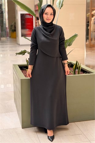 Nuss Degaje Kapak Detaylı Modal Elbise