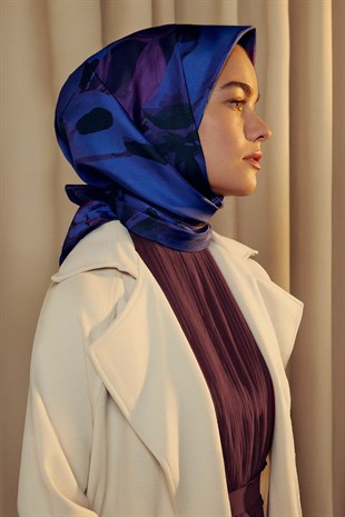 İpekevi 1235 Lilium Desenli Tivil İpek Eşarp