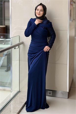 Fashion Night Pırıltı Boncuk İşleme Detaylı Abiye Elbise