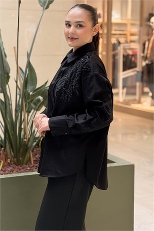 Kahma Nakış Pul İşlemeli Cotton Gömlek