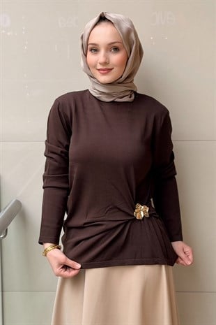 Ghisa Beli Tokalı Büzgülü Tunik
