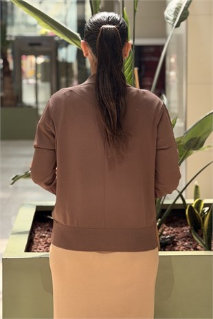 Nuss Dik Yaka Dikiş Detaylı Merserize Tunik