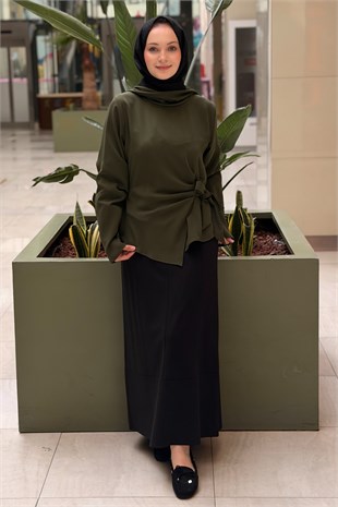 Ghisa Degaje Yaka Bel Bağlı Tunik