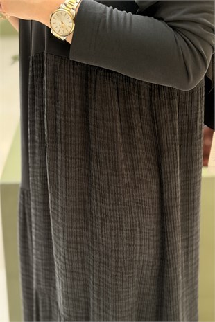 Nurcan Çetin Asimetrik Bürümcük Kombinli Tam Boy Elbise