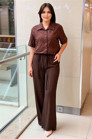 Twist Püsküllü Kemerli Wide Leg Pantolon