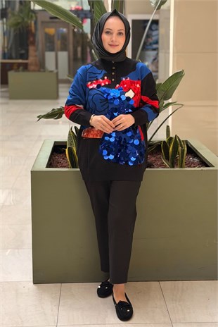 Ghisa Para Pul Payetli Renkli Triko Tunik