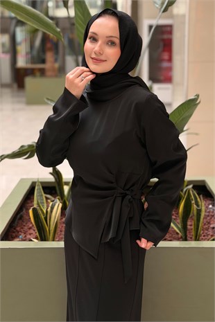 Ghisa Degaje Yaka Bel Bağlı Tunik