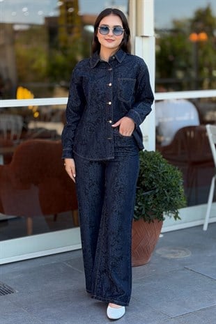 İpekyol Flok Baskılı Denim Görünümlü Pantolon
