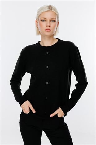 On Fashion Önü Düğmeli Kazak