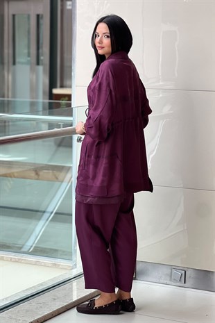 Ghisa Kamuflaj Desenli Göğüs Büzgülü Kap Pantolon Takım