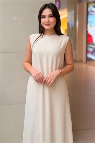 White Corner İthal Krep Kolsuz İçlik Elbise