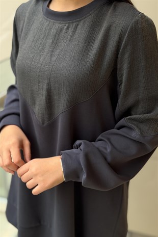 Nuss Tunik Sim Kumaş Kombinli Pantolonlu Takım