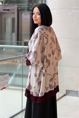 Ghisa Zincir Desen Kolları Düğmeli Trikolu Tunik