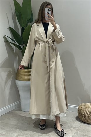 Nurcan Çetin Önü Açık Yanları Yırtmaçlı Blazer Ceket Kap