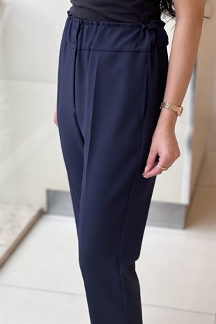 Sentez Beli Lastikli İnce Duble Paça Pantolon
