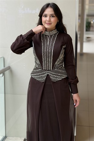 Fashion Night Taş İşlemeli Abiye Elbise