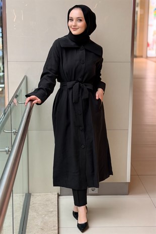Nuss Geniş Yaka Önden İri Çıtçıtlı Kuşaklı Kap