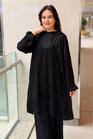 Nurcan Çetin Heddy Kare Desenli Tunik Pantolon Takım