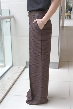 İpekyol Ekose Desen Wide Leg Fit Pantolon