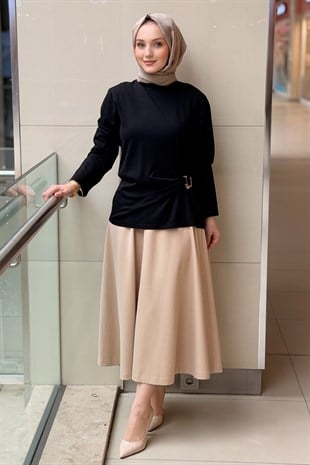 Ghisa Beli Tokalı Büzgülü Tunik