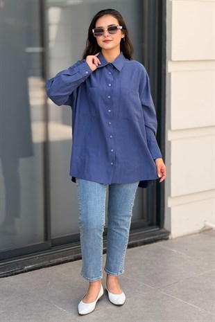 Mahal Miya Çift Cepli Oversize Gömlek