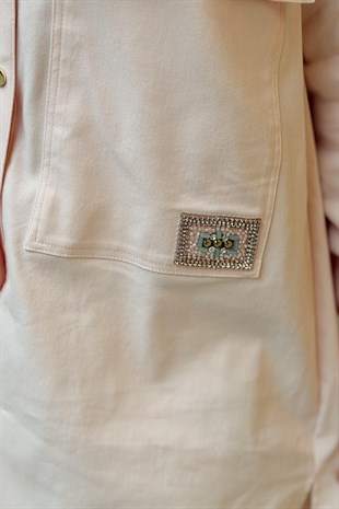 Ceremony Cebi İşleme Detaylı Önden Çıtçıtlı Denim Ceket Pantolon Takım