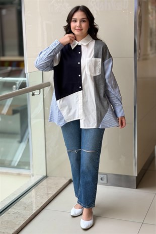 İpekyol Kumaş Mix Oversize Gömlek