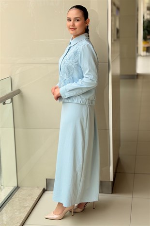 Fuat Gürşen Güpür Ve Boncuk işlemeli Gömlek Etek Takım