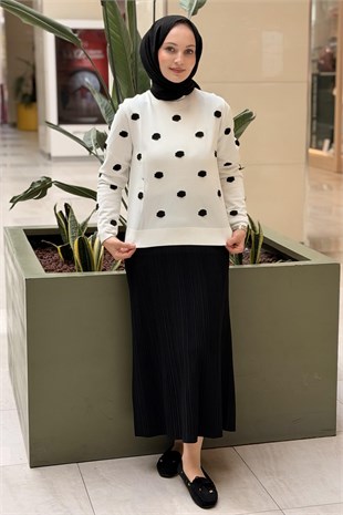 Ghisa Kabartma Mini Çiçek Desenli Merserize Tunik