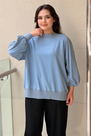 Ghisa Yakası Ve Kolları Triko Detaylı Kısa Tunik