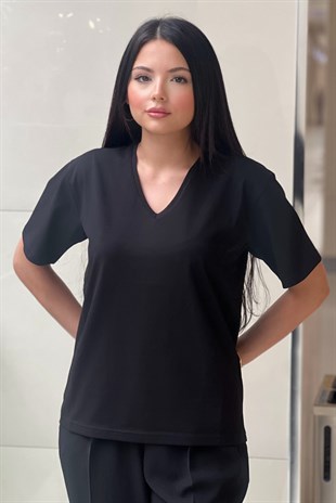 İpekyol V Yaka Kısa Kol Basic Tshirt