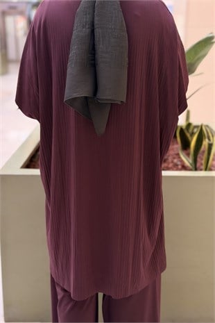 Heddy Piliseli Kolsuz Tunik İçlik Pantolon 3lü Takım