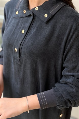 Fuat Gürşen Önü Ve Yanları Düğme Detaylı Tunik Pantolon Takım