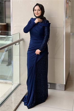 Fashion Night Pırıltı Boncuk İşleme Detaylı Abiye Elbise