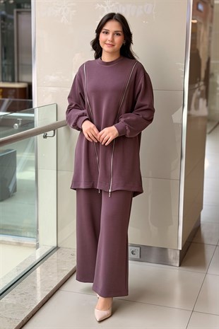 Nurcan Çetin Fermuar Detaylı Tunik Pantolon Takım