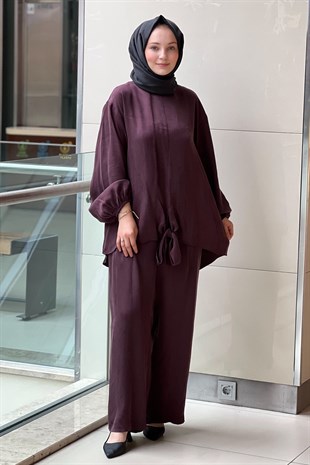 Ghisa Fiyonk Bağlı Tunik Bol Pantolon Takım