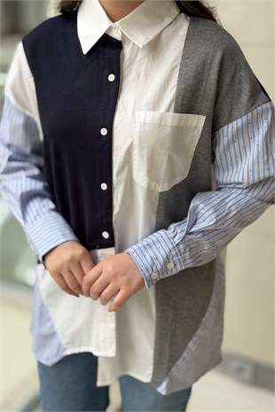İpekyol Kumaş Mix Oversize Gömlek