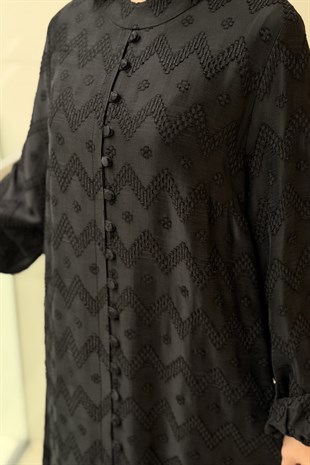Nuss Zigzag Desenli Tam Boy Elbise