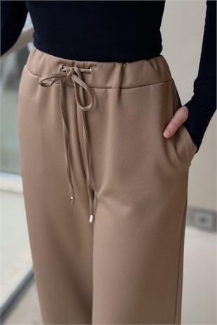Sentez Jessica Kapak Cepli Geniş Paça Pantolon