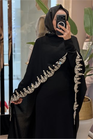 Fashion Night Taş İşlemeli İçli Dışlı Senti Krep Abiye