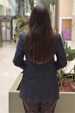 Ceremony Cebi Broş Detaylı Örme Denim Ceket