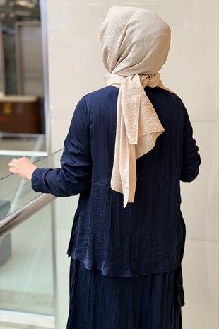 Ceremony Önden Tunik Etek Görünümlü Önden Düğmeli Cupra Elbise