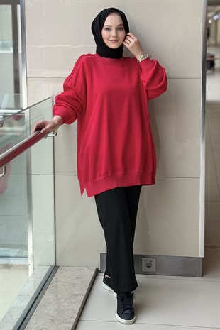 Ghisa Kolları Plise Merserize Detaylı Tunik