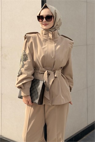 Matex Kolları Nakışlı Kap Pantolon Takım